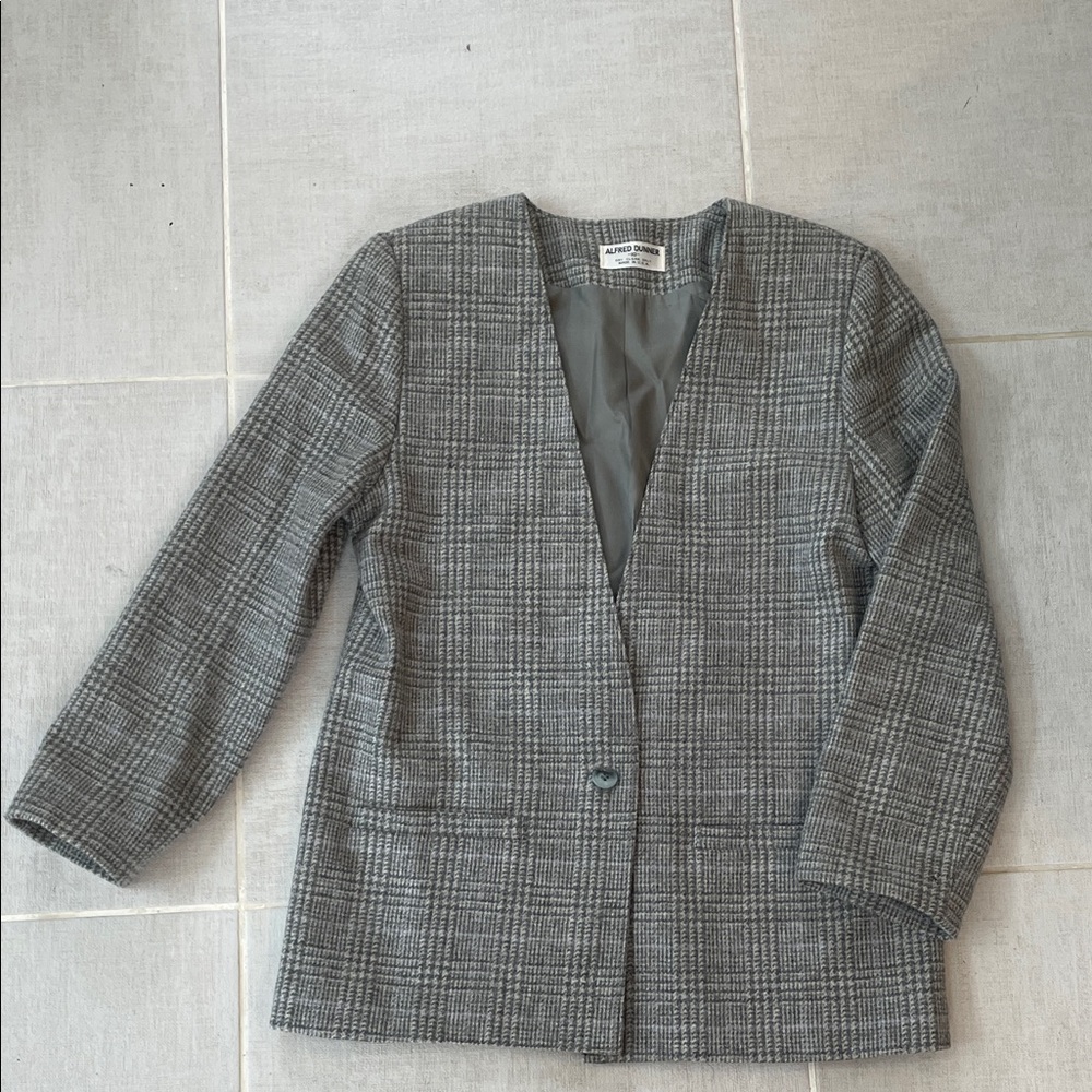 Alfred Dunner Gray Plaid Blazer